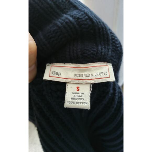 Mens Fisherman chunky knit Caridigan sweater Coastal Navy button up 100% cotton - Picture 7 of 12